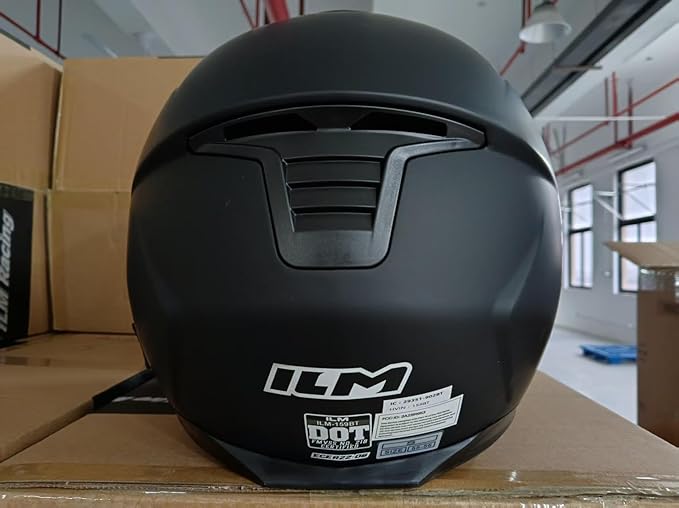 ILM 159BT Bluetooth Modular Motorcycle Helmet 2-3 Riders Intercom Full Face Flip up Casco DOT with Face Mask (MatteBlack, S)