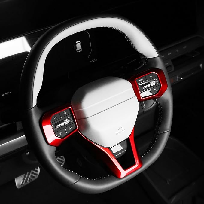 YOUTOOCAR 3PCS Steering Wheel Button Frame Covers Compatible with Kia K4 GT-Line Kia EV6 GT-Line 2025 Kia EV3 GT-Line Accessories (3, Red)