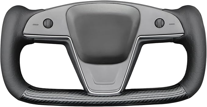 MEWANT Steering Wheel Cover for Yoke Style Steering Wheel for Tesla Model S 2021-2023 / Model X 2021-2023 Made of Black Microfiber Leather