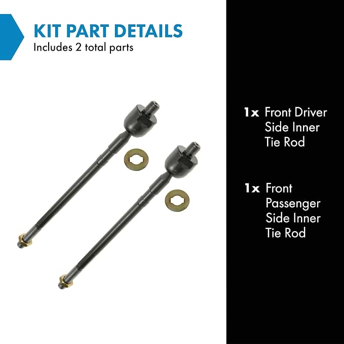 TRQ Front Inner Tie Rod Set 2 Piece Compatible with 2003-2006 Mitsubishi Outlander