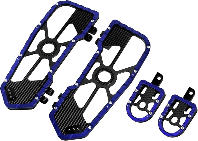 Motorcycle Floorboards Driver Passenger Footboards Wide Foot Pegs Board Pedal Compatible with Touring Electra Road Street Glide Softail Road King Blue Edge