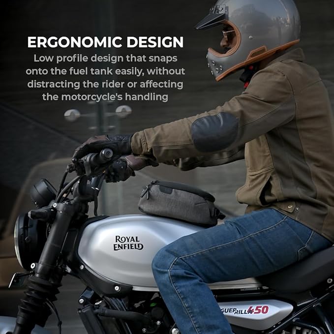 ViaTerra Downtown Magnetic Motorcycle Tank Bag | Easy Access, Shape Retention, External Rain Cover Included | Fits All Metal Tanks