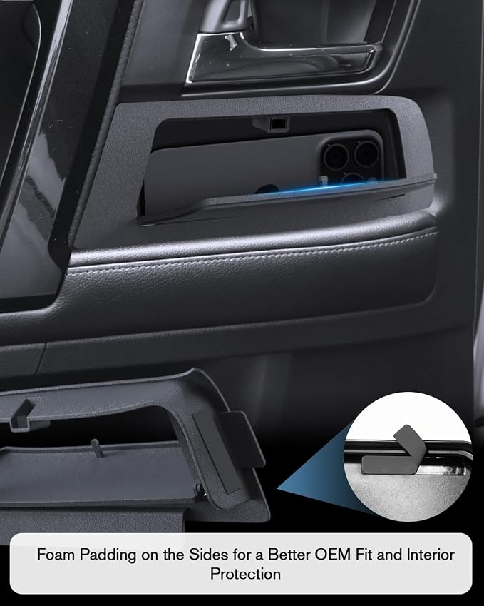 For 2PCS Center Console Toyota 4Runner 2010-2024 Door Built-in Hidden Storage Box Pop-Up Lid Door Side Organizer, Side Door Storage Box Glove Organizer Tray Door Handle Storage ABS Material