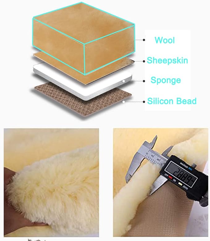 OGLAND Fuzzy Fluffy Fur Sheepskin Universal Car Seat Cover for Auto Soft Cozy Plush Wool Seat Cushion Accessories Automobiles (Honey Beige, 3 Pack Front)