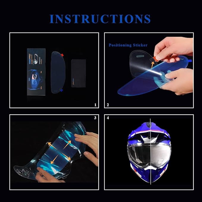 Motorcycle Helmet Visor Anti Fog Film - Helmet Face Shield Anti-fog Insert Fog-resistant Clear Visor for Riding in Humid Cold Weather,Easy to Install,No Glue Residue Left,Long-Term Effects,Ride Safe