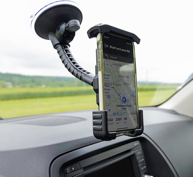 Cummins Windshield Phone Mount CMNWSPH - Suction Cup Phone Holder for Car or Truck Window or Dash Universal Fit - Black