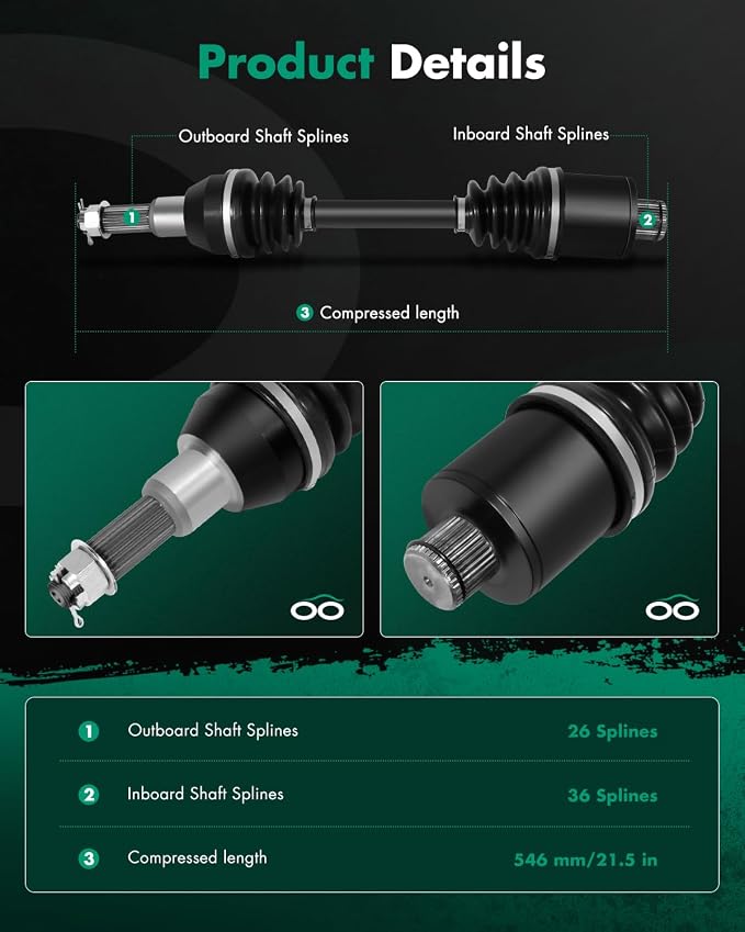 SCITOO CV Axle Shaft Assembly fit for Polaris Diesel 455,for Polaris Sportsman 335 400 500 Worker 500 1999-2002 Rear Left Right 1380142 2PCS