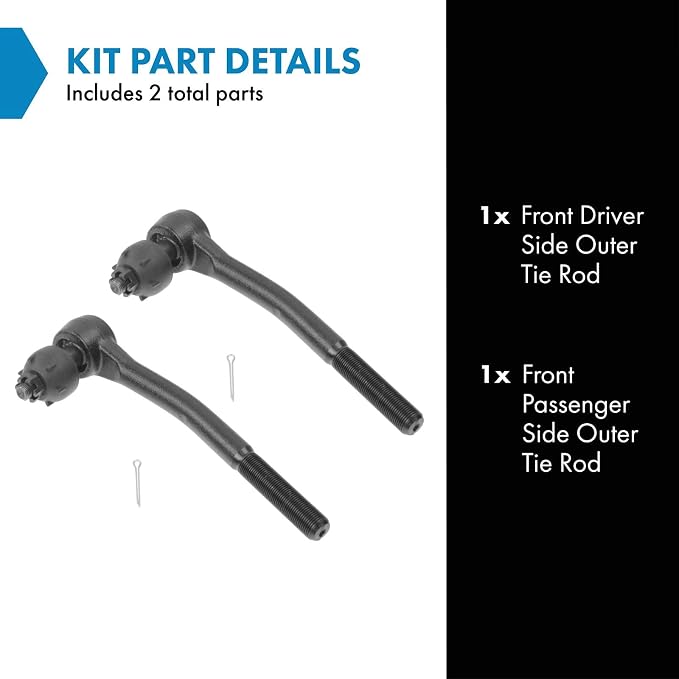 TRQ Front Outer Tie Rod Set 2 Piece Compatible with 1985-2005 Chevrolet Astro 77-96 Caprice 77-96 Impala 85-05 GMC Safari 91-96 Buick Roadmaster 83-96 Cadillac Fleetwood 90-92 Brougham