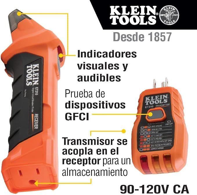 Klein Tools Electrical Test Kit with Digital Multimeter, Non-Contact Voltage Tester, Receptacle Tester | Klein Tools Circuit Breaker Finder with GFCI Outlet Tester