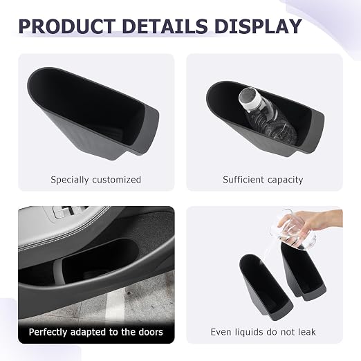 LUWU 2PCS Car Front Door Trash Can for Tesla Model Y Juniper 2026 2025, Side Door Storage Box Organizer Open-Top Design TPE Material Front Seat Garbage Can Bin for New Model Y Juniper Accessories 2026