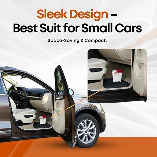 White Car Trash Can with Floor Mat Clip – Waterproof & Leakproof Small Bin for Car, SUV, Truck, Van – Includes 1 Box of Trash Bags Inside + 6 Extra Boxes (Total of 7 Boxes, 140 Bags)