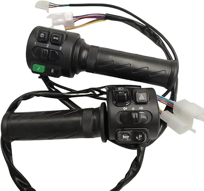Fardriver Hall Type Twist Throttle Set,Three Speed/Reverse/Parking/Horn/Light Functions for Electric Motorcycle,Compatible with Fardriver Controller