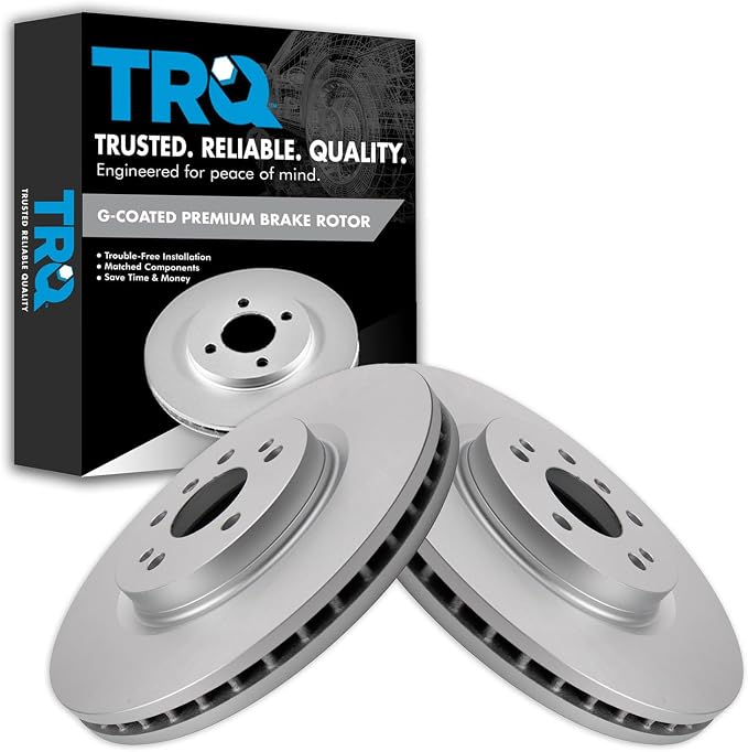 TRQ Front Brake Rotor Set G Coated Vented Compatible with 2007-2009 Mercedes-Benz ML320 2006-2011 ML350 2010-2011 ML450 2007-2009 R320 2006-2012 R350 2006-2007 R500