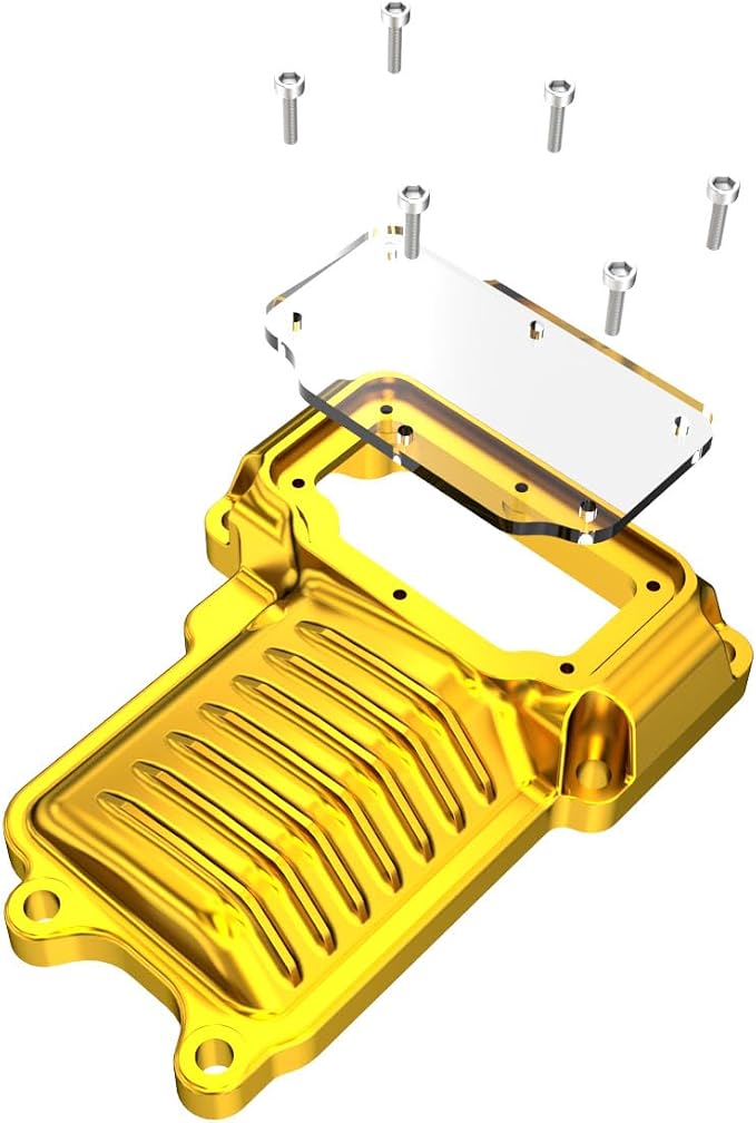 POWER JAMES Visible Aluminum Transmission Top Cover Compatible with Harley Davidson 2008-2017 Dyna FX, Softail FL,Touring Models with Twin Cam (Gold)
