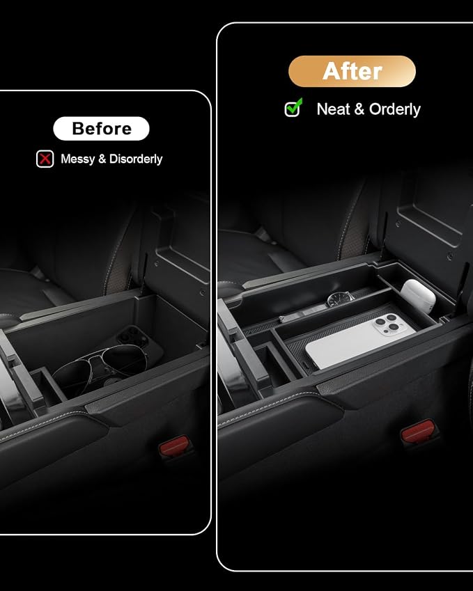 ECOZEN 2026 Pathfinder Center Console Organizer - 2 Pcs Armrest Box Organizer + Lower Console Organizer Tray Set For 2022-2025 2026 Nissan Pathfinder(S/SV/SL/Rock Creek/Platinum) Accessories