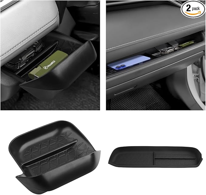Autorder 2PCS Center Console Organizer for 2019-2025 Toyota RAV4 Accessories ABS Driver Drawer Storage Box Silicone Glove Box Organizer Center Console Insert Tray with Anti-Slip Surface