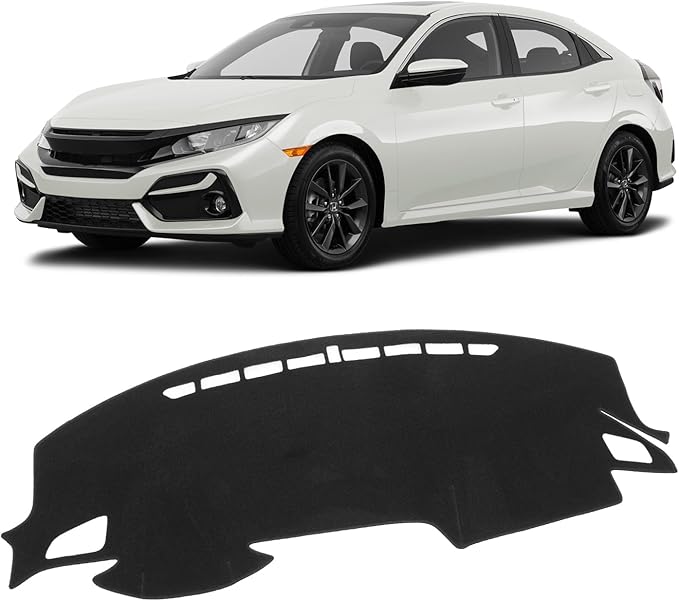 KUST Black Dash Cover Mat for Honda Civic 2016-2021 (Hatchback/Sedan/Coupe) Polyester Non-Slip Dashboard Cover Interior for Civic Accessories Sunshade Windshield Glare