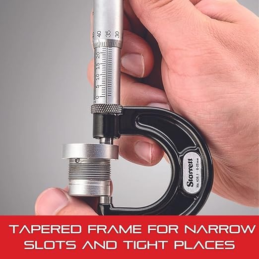 Starrett Outside Micrometer with One-Piece Spindle, Satin Chrome Finish and Advanced Sleeve Design - Quick and Easy Adjustment, 5-6" Range, .0001" Graduation - T436.1XFL-6