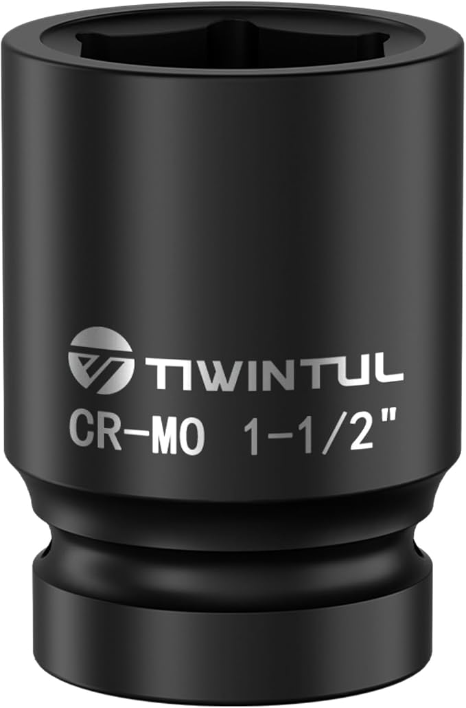 1-1/2" Impact Socket 1" Drive, 6 Point Design CR-MO Axle Nut Socket ANSI Certified Heavy Duty Socket 1 Inch Drive for Truck Wheel Hub Trailer Construction & Industrial Equipment
