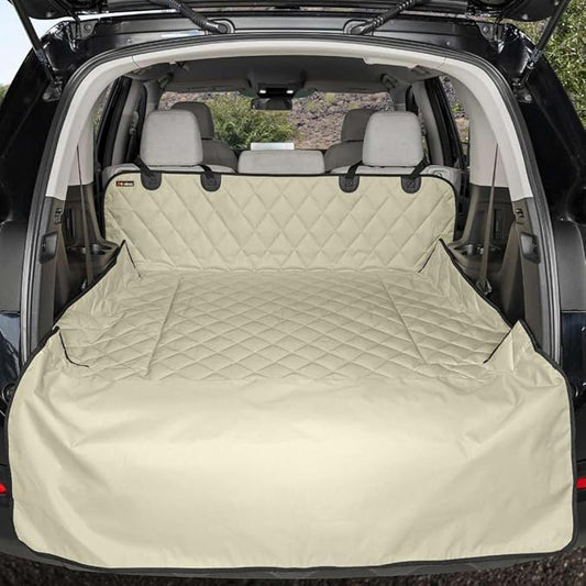 4Knines SUV Cargo Liner for Dogs – Dog Trunk Cover – Heavy-Duty, Waterproof Pet Seat Protector – Durable Cargo Liners for Dogs – USA-Based Company - Large (Tan)
