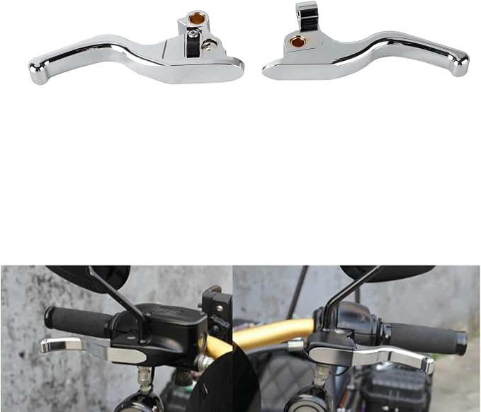 3 Finger 5.9" CNC Shorty Hand Control Lever Kit Brake Clutch Levers Fit for Harley Touring Electra Glide Highway King Ultra Limited 2008-2013, 2021-2024(Chrome)