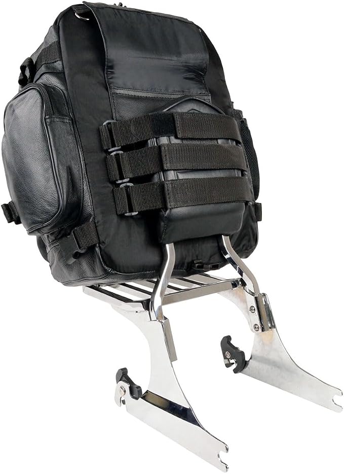 Milwaukee Leather SH54001 Medium Black Leather and Textile Motorcycle Cruiser Sissy Bar Back Pack - Medium