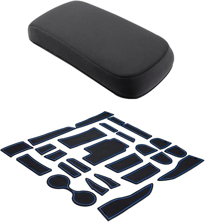 JDMCAR Custom Liner Accessories (Blue Trim) and Center Console Cover Compatible with 2015-2022 Chevy Colorado/GMC Canyon