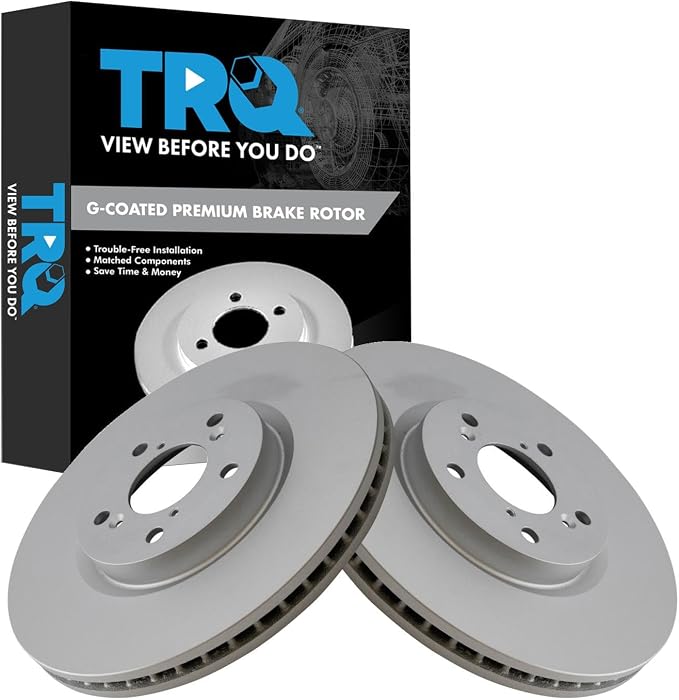 TRQ Front Brake Rotor Set G Coated Vented Compatible with 2007-2013 Acura MDX 2010-2013 ZDX 2014-2020 RLX 2009-2015 Honda Pilot