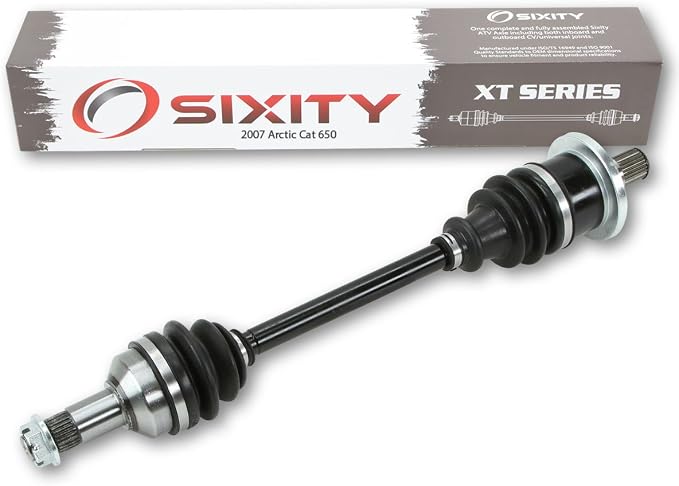 Sixity XT Rear Left CV Axle for Arctic Cat 650 2007 - H1 TRV 4X4 | Complete axle assembly with a 5140 chrome steel shaft, inboard and outboard CV joints, fully assembled