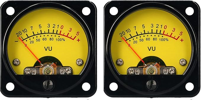 Pongnas 2PCS VU Meters, Multimeter Tester Multimeters with Adjustable Resistor CQ-45-Y for Power Amplifier