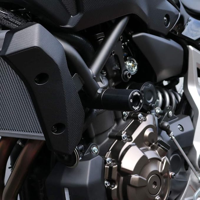 Shogun USA Made Yam FZ-07 FZ 07 2015 2016 2017 MT-07 MT07 & XSR700 2018 2019 2020 2021 2022 2023 2024 2025 2026 Black PA2 No Cut Frame Sliders Fits ABS & NON ABS Models - 715-6419