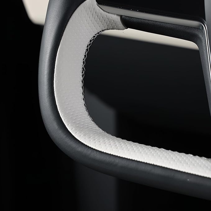 MEWANT Hand Stitched Tesla Model S Yoke Real Leather Steering Wheel Cover Wrap for Tesla Model S 2021-2023 / Model X 2021-2023 Tesla Yoke Steering Wheel Accessories(3D Style)