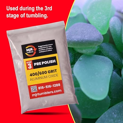 10lb of MJR Tumblers Premium 400/600 Pre-Polish Aluminum Oxide Rock Polishing Grit for Step/Stage 3, MJR Tumblers is a Disabled and Veteran Owned Company Proudly Located in USA
