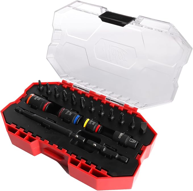 Malco KITCRB C-RHEX Socket Install Kit with Premium Case -Cleanable Reversible Hex Sizes (1/4"-9/16"), 2 Magnetic Shafts, 12 Impact-Rated Bits
