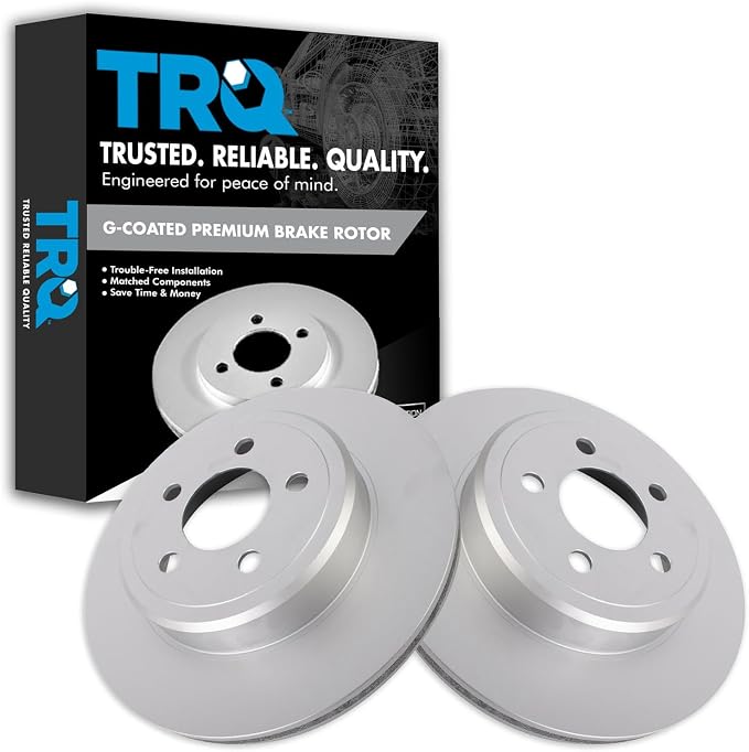 TRQ Rear Brake Rotor Set G Coated Vented Compatible with 2005-2023 Chrysler 300 2005-2008 Dodge Magnum 2006-2023 Charger 2009-2023 Challenger