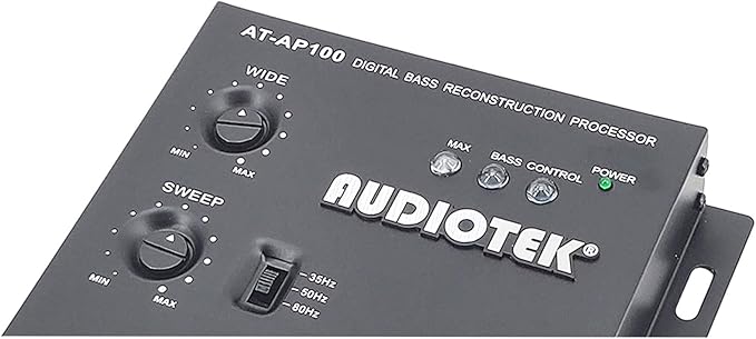 Audiotek AT-AP100 1/2 Din Car Audio Digital Bass Processor & Sound Restoration, Crossover for Car Subwoofer Tuners w/Bass Knob Input 15V RMS and Maximum Output 13.5V Peak