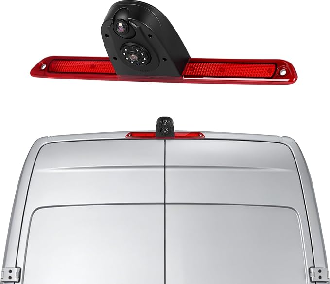 Brake Light Dual Backup Camera for Mercedes Sprinter 2007-2019|IP67 Waterproof Reversing Camera with 140°Wide Angle,Wired Stable Signal & OEM Fit|IR Night Vision,Rear View Reverse Parking Camera
