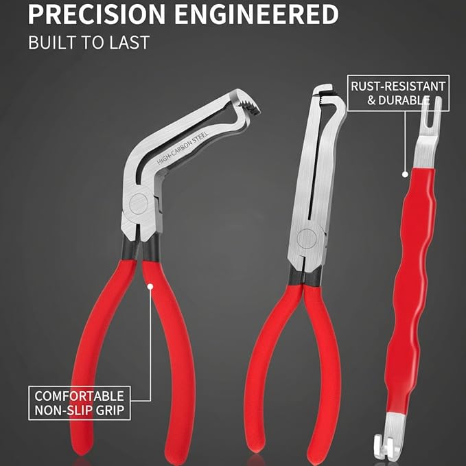 Electrical Disconnect Pliers, Upgrade Electrical Connector Pliers, Automotive Electrical Connector Removal Tool, Automotive Tools for Push Tab Style Plugs (3-Piece Set)