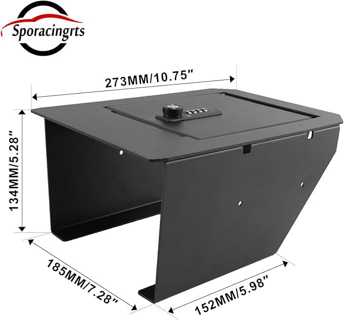 Sporacingrts Secure Center Console Lock Box for Tesla Cybertruck (2023-2024) – 4-Digit Combination Gun Safe & Storage Vault, Anti-Theft Interior Organizer – Heavy-Duty Vehicle Accessory