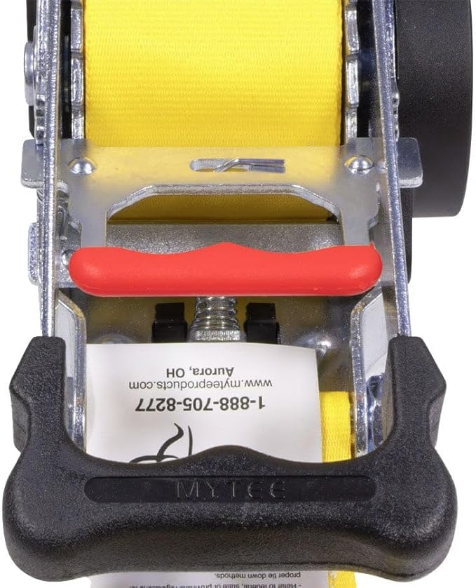 Mytee Products 4 Pk 2"x9.2' Bolt on Yellow Retractable Ratchet Straps for Cargo - Coated S Hook Auto Retract Ratchet Straps - Self Ratcheting Strap for Boat Tie Down to Trailer & Jet Ski, ATVs, Bikes
