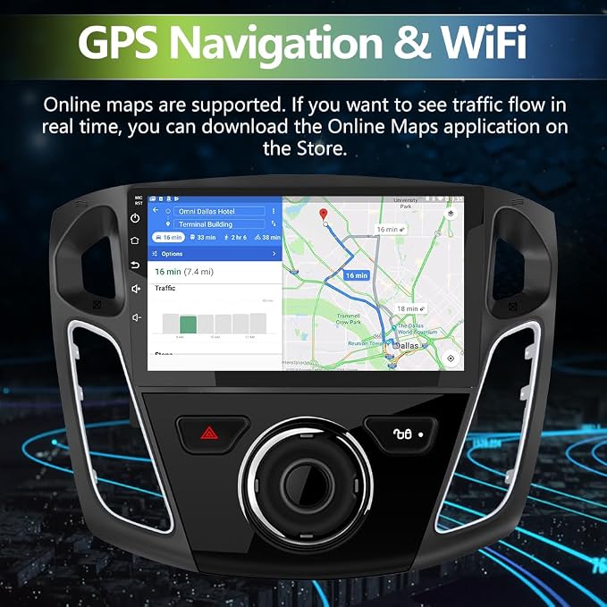 Car Radio for Ford Focus 2012-2017, 9 inch Touch Screen Android 15 Stereo with Bluetooth GPS Wireless CarPlay Andriod Auto [2GB+64GB]