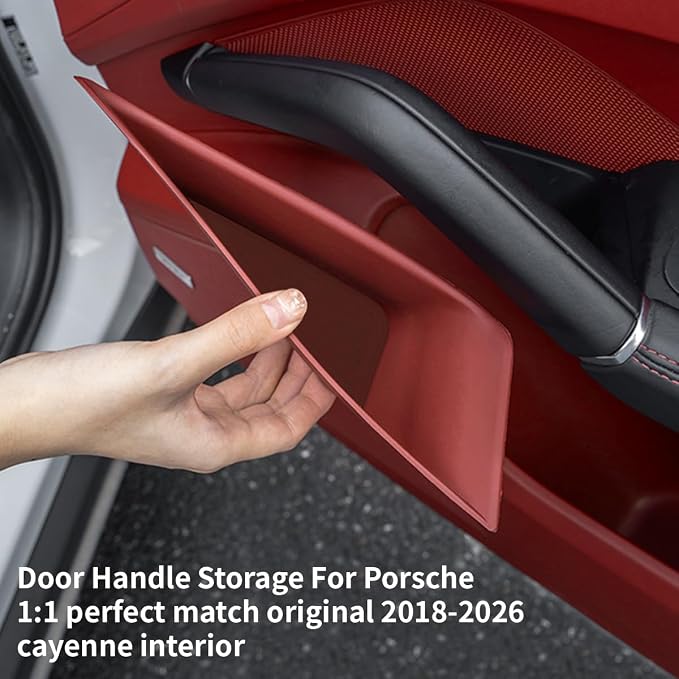 4PC Car Door Side Organizer Tray for Porsche Cayenne Accessories 2018-2026, Front Rear Door Side Insert Storage Box for Phone Keys Cards (Red for Cayenne 2018-2026)