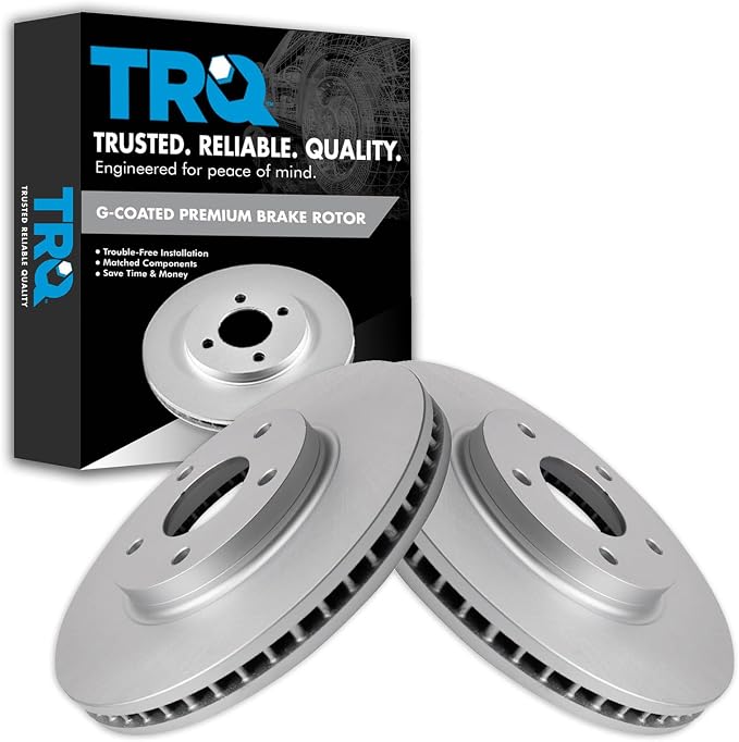 TRQ Front Brake Rotor Set G Coated Vented Compatible with 2003-2004 Infiniti M45 2002-2006 Q45 2004-2017 Nissan Quest