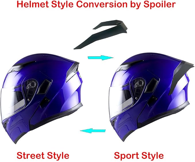 1Storm Motorcycle Modular Full Face Helmet Flip up Dual Visor Sun Shield: HB89 Glossy Blue