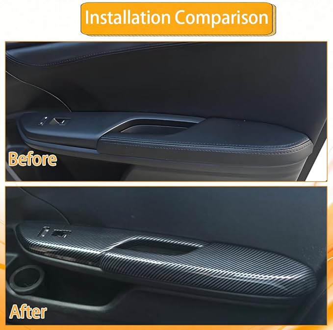 Car Window Lift Control Switch Panel Cover Inner Door Handle Armrest Cover Decals Compatible with Honda Civic 10th Gen 2016 2017 2018 2019 2020 2021 ABS Carbon Fiber Style (8 Pcs)