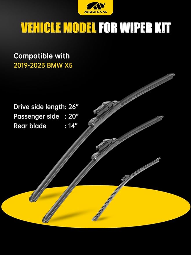 MIKKUPPA 26"+20"+14" Windshield Wipers Blades Replacement for 2019-2023 BMW X5, Top Lock Front & Rear All Season Wiper Blades Set(Pack of 3)