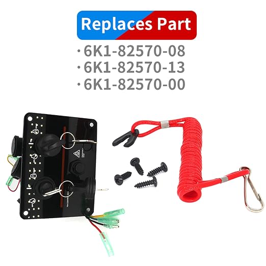6K1-82570 Dual Engine Key Switch Panel Assembly for Yamaha Outboard Marine | Replaces 6K1-82570-13-00 6K1-82570-08-00 6K1-82570-13 6K18257013 Fits Yamaha Outboard Double Vertical Control Motors