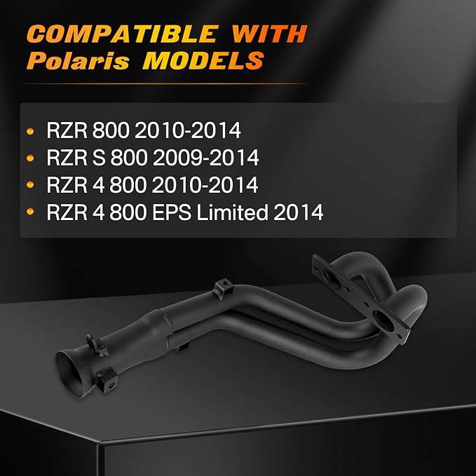 1262319-489 Exhaust Pipe Compatible with Polaris RZR 4 800 2010-2014, RZR S 800 2009-2014, 4 800 EPS Limited 2014 Replace 1261937-489