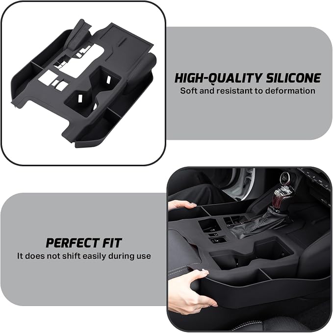 Black Gear Shift Panel Trim Cover for 2025 2024 Toyota Land Cruiser 250 Prado J250 LC250 Interior Accessories Center Console Side Storage Box Organizer Silicone Protective Pad