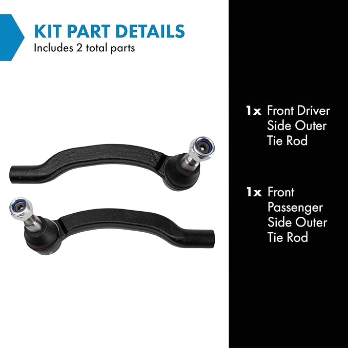 TRQ Front Outer Tie Rod Set 2 Piece Compatible with 2014-2021 Ram ProMaster 1500 14-21 ProMaster 2500 14-21 3500